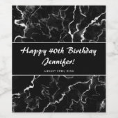 Faux Black Marble Texture Watch - 40th Birthday Wijn Etiket (Enkel label)