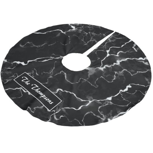 Faux Black Marble-textuur met aangepaste naam Kerstboom Rok (Gekanteld)