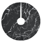 Faux Black Marble-textuur met aangepaste naam Kerstboom Rok (Voorkant)