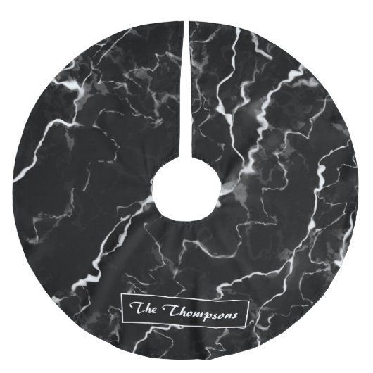 Faux Black Marble-textuur met aangepaste naam Kerstboom Rok (Voorkant)