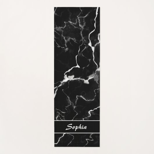 Faux Black Marble-textuur met aangepaste naam Yogamat (Voorkant)