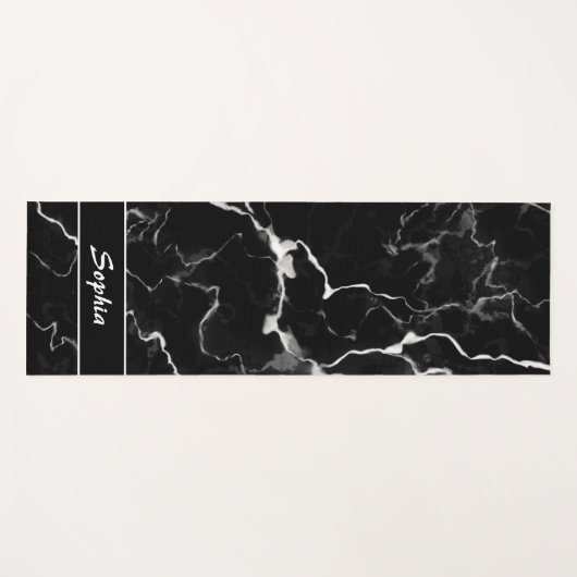 Faux Black Marble-textuur met aangepaste naam Yogamat (Voorkant (horizontaal))