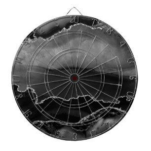 Faux Black Marged Agate Elegant Silver Glitter Dartbord