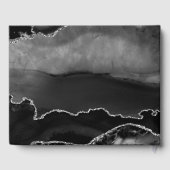 Faux Black Marged Agate Elegant Silver Glitter Gastenboek (Achterkant)