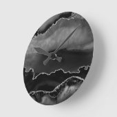 Faux Black Marged Agate Elegant Silver Glitter Ronde Klok (Hoek)