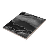 Faux Black Marged Agate Elegant Silver Glitter Tegeltje (Zijkant)