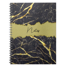 Faux Black Marmer Torn Gold Section  Notitieboek