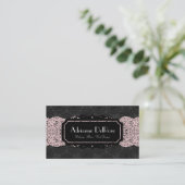 Faux Black Pink Lace Frans  Visitekaartje (Staand voorkant)
