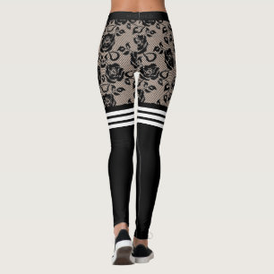 Faux Black Rozen Lace Leggings Otk Sokken