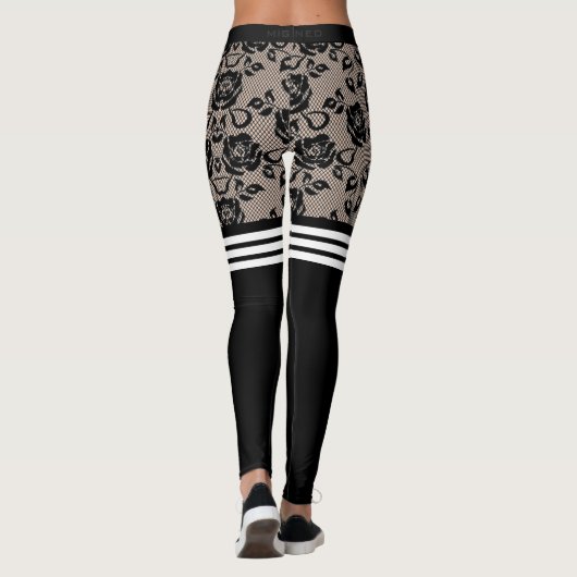 Faux Black Rozen Lace Leggings Otk Sokken (Achterkant)