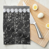 Faux Black Sequins en Diamonds Theedoek (Quarter Fold)