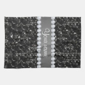 Faux Black Sequins en Diamonds Theedoek (Horizontaal)