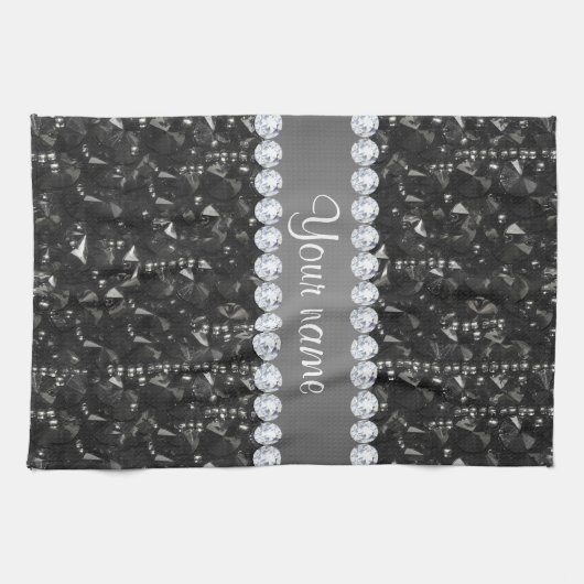 Faux Black Sequins en Diamonds Theedoek (Horizontaal)
