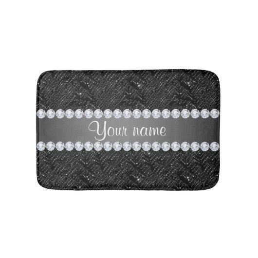 Faux Black Sequins Sparkles and Diamonds Badmat (Voorkant)