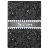 Faux Black Sequins Sparkles and Diamonds Klembord (Achterkant)