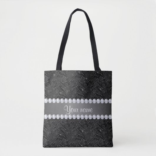 Faux Black Sequins Sparkles and Diamonds Tote Bag (Voorkant)