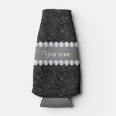 Faux Black Sequins Sparkles en Diamonds Flesjeskoeler (Voorkant)