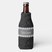 Faux Black Sequins Sparkles en Diamonds Flesjeskoeler (Fles Voorkant)