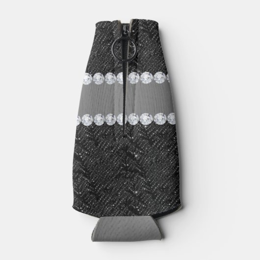 Faux Black Sequins Sparkles en Diamonds Flesjeskoeler (Achterkant)