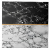 Faux Black White Marble Stone Ceramic Tegel Tegeltje (Voorkant)