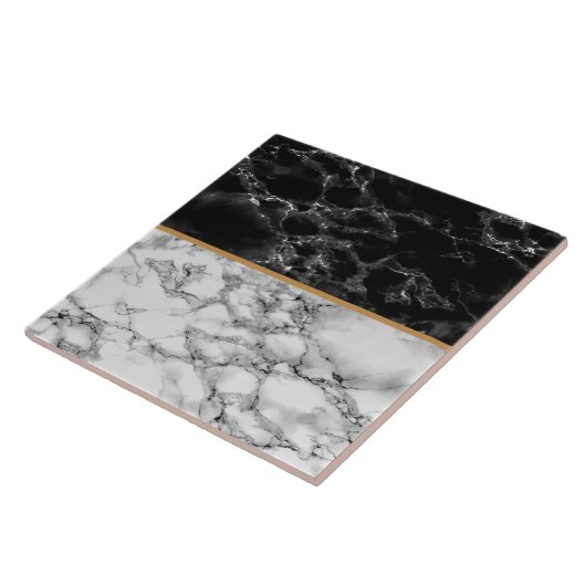 Faux Black White Marble Stone Ceramic Tegel Tegeltje (Zijkant)