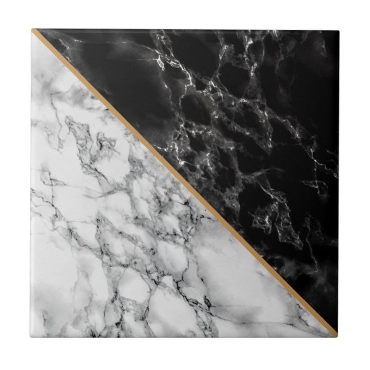 Faux Black & White Marble Stone - Luxe Tegeltje (Voorkant)