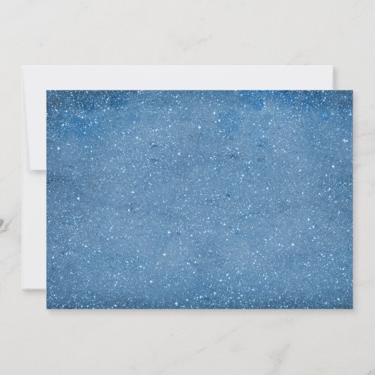 Faux blauw glitter string lichten bruiloft uitnodi kaart (Achterkant)