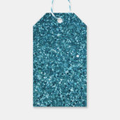 Faux Blauw Glitter Vrolijk Kerstmis Goud Bauble Cadeaulabel (Achterkant)