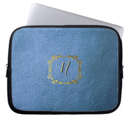 Faux blauw lederen effect Aangepast gedrukt neopre Laptop Sleeve
