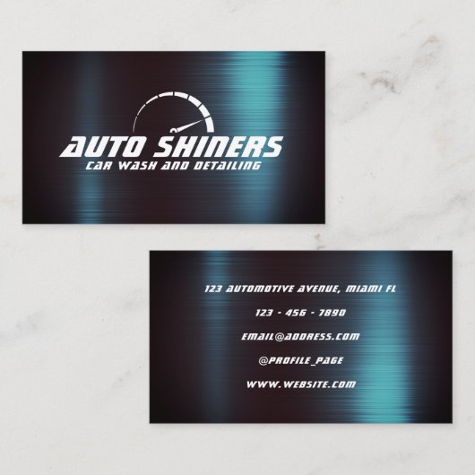 Faux-blauwe metaalgine visitekaartje (Voorkant / Achterkant)