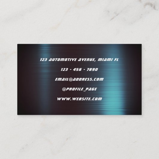 Faux-blauwe metaalgine visitekaartje (Achterkant)