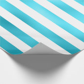 Faux Blauwgroen Blauw Wit Horizontale Aqua Stripes Cadeaupapier (Hoek)