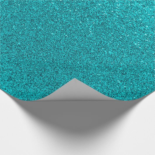 Faux Blauwgroen Blauwe Glitter Achtergrond Sparkle Cadeaupapier (Hoek)