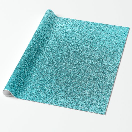 Faux Blauwgroen Blauwe Glitter Achtergrond Sparkle Cadeaupapier (Uitgerold)