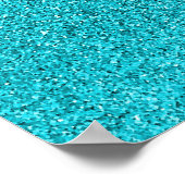 Faux Blauwgroen Blauwe Glitter Achtergrond Sparkle Poster (Hoek)