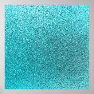 Faux Blauwgroen Blauwe Glitter Achtergrond Sparkle Poster