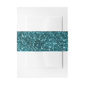Faux Blauwgroen Blue Glitter Uitnodigingen Wikkel