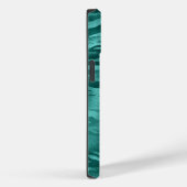 Faux Blauwgroen Folie Stripe Waves Monogram Case-Mate iPhone Case (Achterkant / Rechts)
