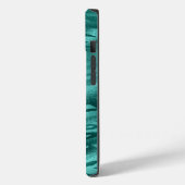 Faux Blauwgroen Folie Stripe Waves Monogram Case-Mate iPhone Case (Achterkant / Links)
