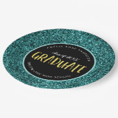 Faux Blauwgroen Glitter Afstuderen Afstuderen Papi Papieren Bordje (Gekanteld)