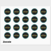 Faux Blauwgroen Glitter Afstuderen Afstuderen Ronde Sticker (Vel)