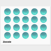 Faux Blauwgroen Glitter en Classic Turquoise Gradi Ronde Sticker (Vel)
