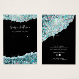 Faux blauwgroen glitter jewelenkaart visitekaartje