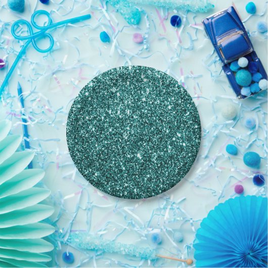 Faux Blauwgroen Glitter Party Paper Bord (Feest)