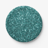 Faux Blauwgroen Glitter Party Paper Bord (Voorkant)