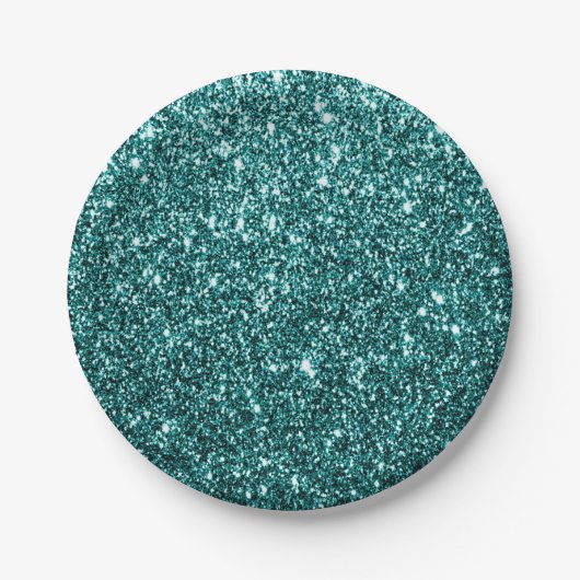 Faux Blauwgroen Glitter Party Paper Bord (Voorkant)