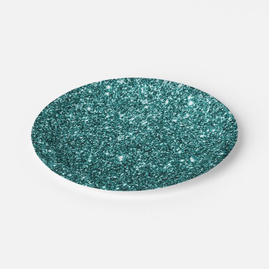 Faux Blauwgroen Glitter Party Paper Bord (Gekanteld)