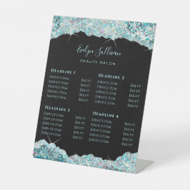 Faux Blauwgroen Glitter Price List Pedestal Sign Reclamebord Met Voetstuk