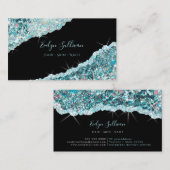 Faux Blauwgroen Glitter Sequin Visitekaartje (Voorkant / Achterkant)