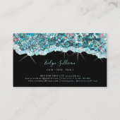 Faux Blauwgroen Glitter Sequin Visitekaartje (Achterkant)